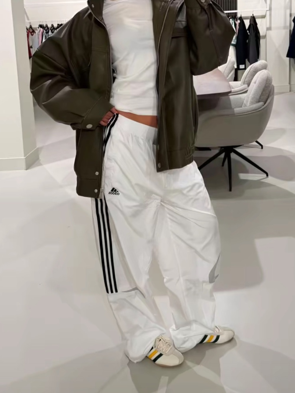 Adidas white track pants